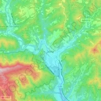 Súria topographic map, elevation, terrain