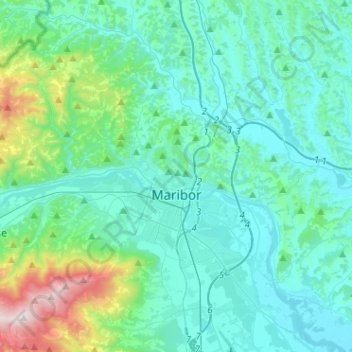 Maribor topographic map, elevation, terrain