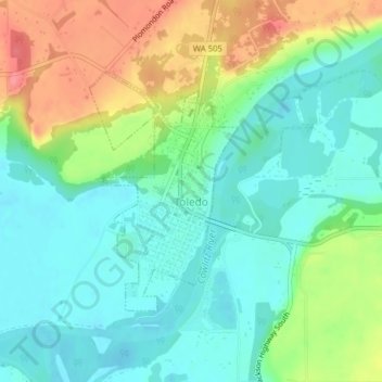 Toledo topographic map, elevation, terrain