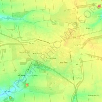 Pokrovsk topographic map, elevation, terrain