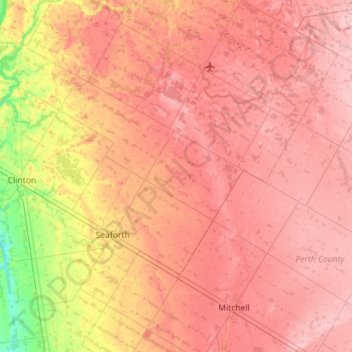 Huron East topographic map, elevation, terrain