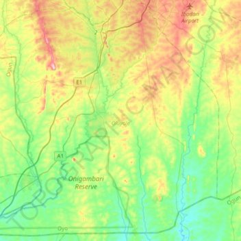 Oluyole topographic map, elevation, terrain