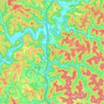 Sissonville topographic map, elevation, terrain