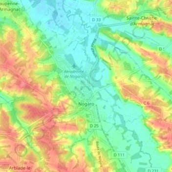 Nogaro topographic map, elevation, terrain