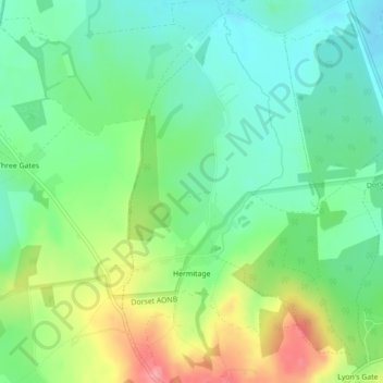 Hermitage topographic map, elevation, terrain