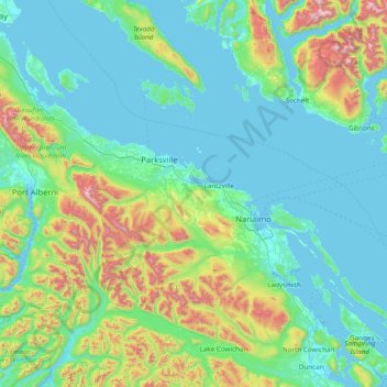 Regional District of Nanaimo topographic map, elevation, terrain