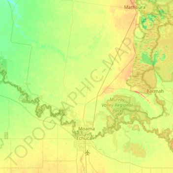 Moama topographic map, elevation, terrain