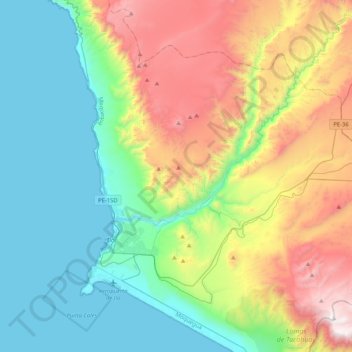 El Algarrobal topographic map, elevation, terrain