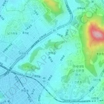 Yeonhui-dong topographic map, elevation, terrain