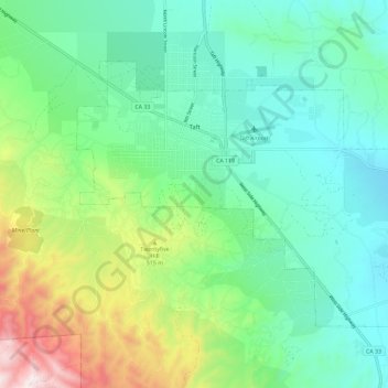 Taft topographic map, elevation, terrain