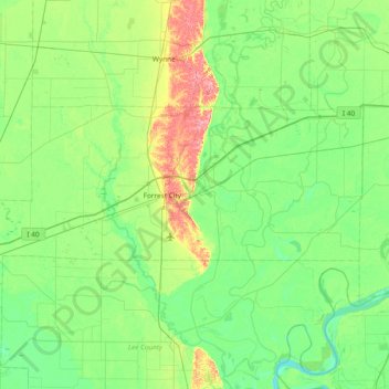 St. Francis County topographic map, elevation, terrain