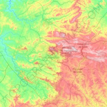 Pirenópolis topographic map, elevation, terrain