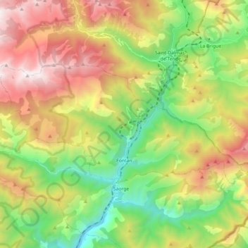 Fontan topographic map, elevation, terrain