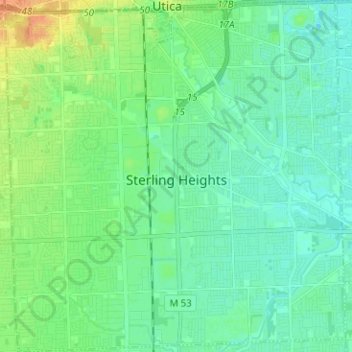 Sterling Heights topographic map, elevation, terrain