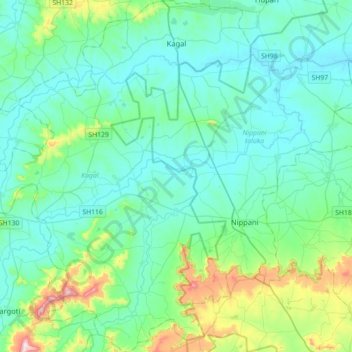 Kagal topographic map, elevation, terrain