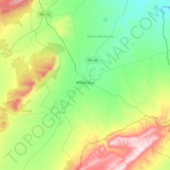 Meskiana topographic map, elevation, terrain