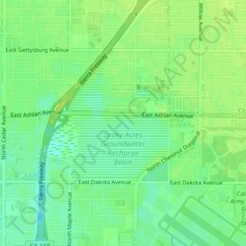Leaky Acres Groundwater Recharge Basin topographic map, elevation, terrain