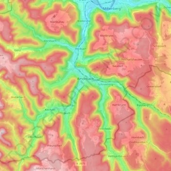 Amorbach topographic map, elevation, terrain