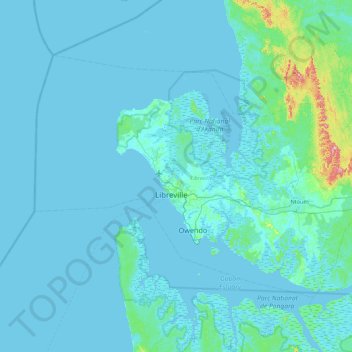 Libreville topographic map, elevation, terrain