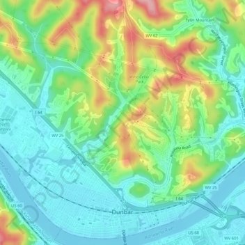 Dunbar topographic map, elevation, terrain
