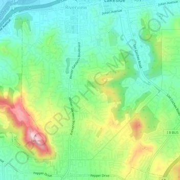 Winter Gardens topographic map, elevation, terrain