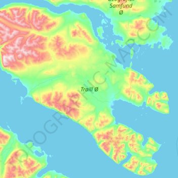 Isla Traill topographic map, elevation, terrain