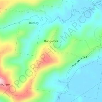 Bungalora topographic map, elevation, terrain