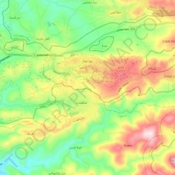 Ariel topographic map, elevation, terrain