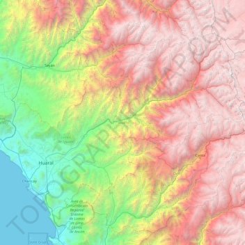 Province of Huaral topographic map, elevation, terrain