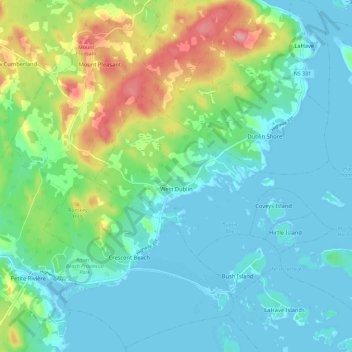 West Dublin topographic map, elevation, terrain