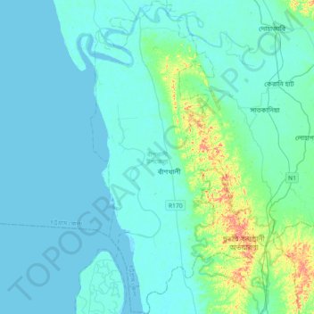 Banshkhali topographic map, elevation, terrain