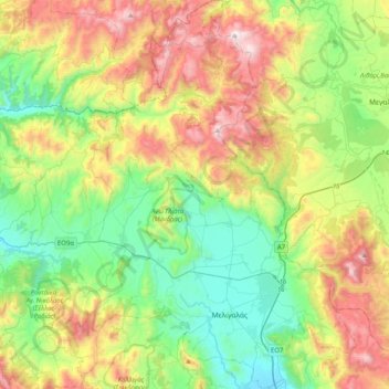 Δήμος Οιχαλίας topographic map, elevation, terrain