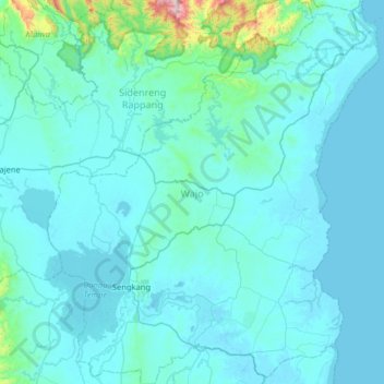 Wajo topographic map, elevation, terrain