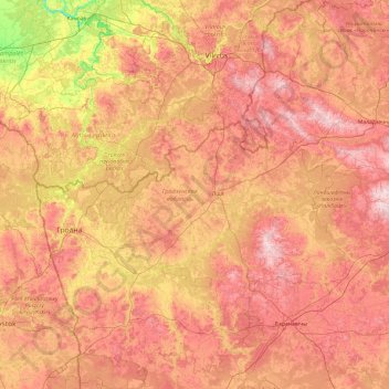 Гродненская область topographic map, elevation, terrain