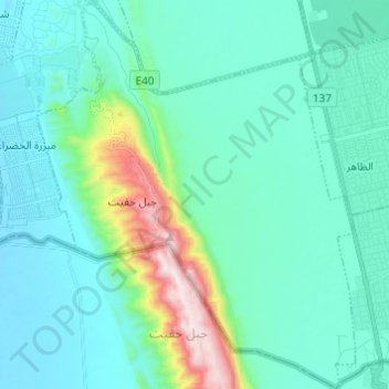 Jabal Hafeet topographic map, elevation, terrain