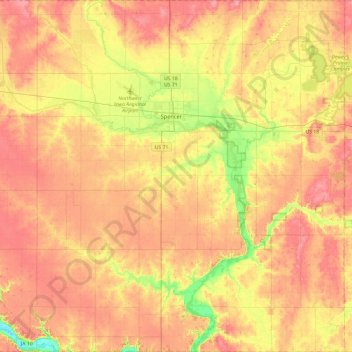 Clay County topographic map, elevation, terrain