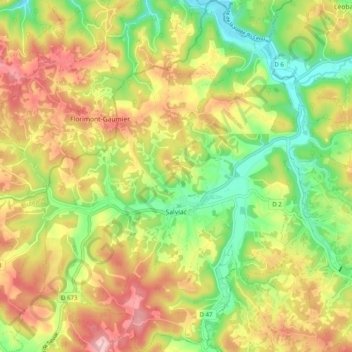Salviac topographic map, elevation, terrain