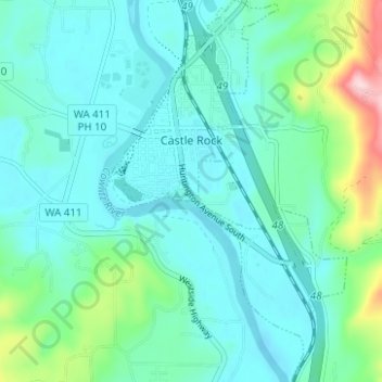 Castle Rock topographic map, elevation, terrain