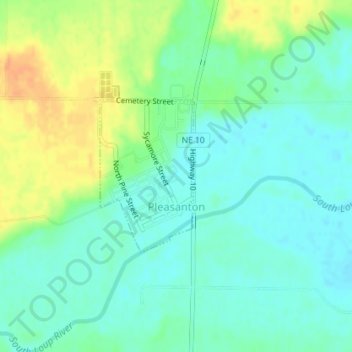 Pleasanton topographic map, elevation, terrain