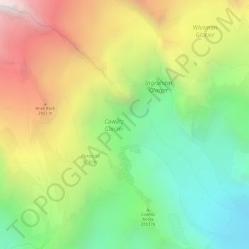 Cowlitz Glacier topographic map, elevation, terrain