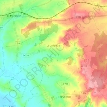 La Genevraie topographic map, elevation, terrain