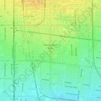 Huntington Park topographic map, elevation, terrain