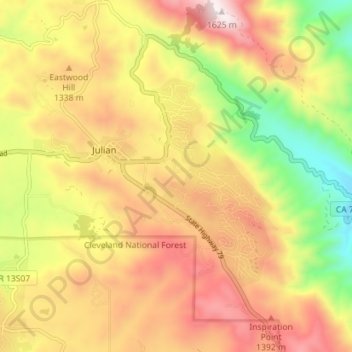 Julian topographic map, elevation, terrain