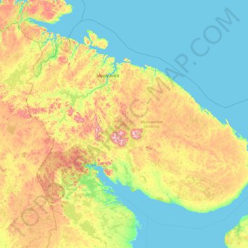 Murmansk Oblast topographic map, elevation, terrain