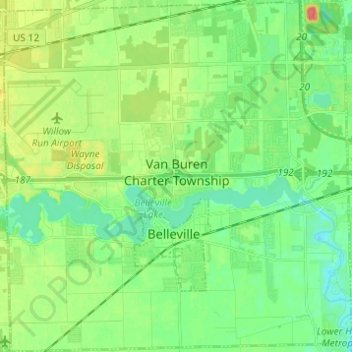 Van Buren Township topographic map, elevation, terrain