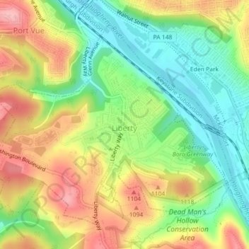 Liberty topographic map, elevation, terrain