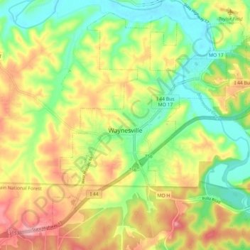 Waynesville topographic map, elevation, terrain