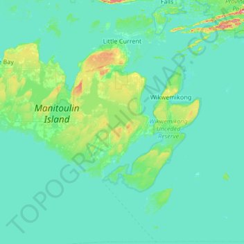 Northeastern Manitoulin and the Islands topographic map, elevation, terrain