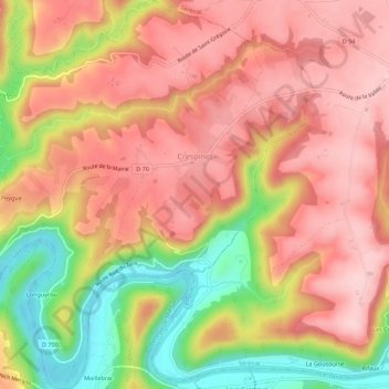Crespinet topographic map, elevation, terrain