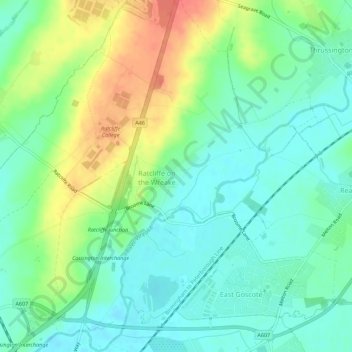 Ratcliffe on the Wreake topographic map, elevation, terrain